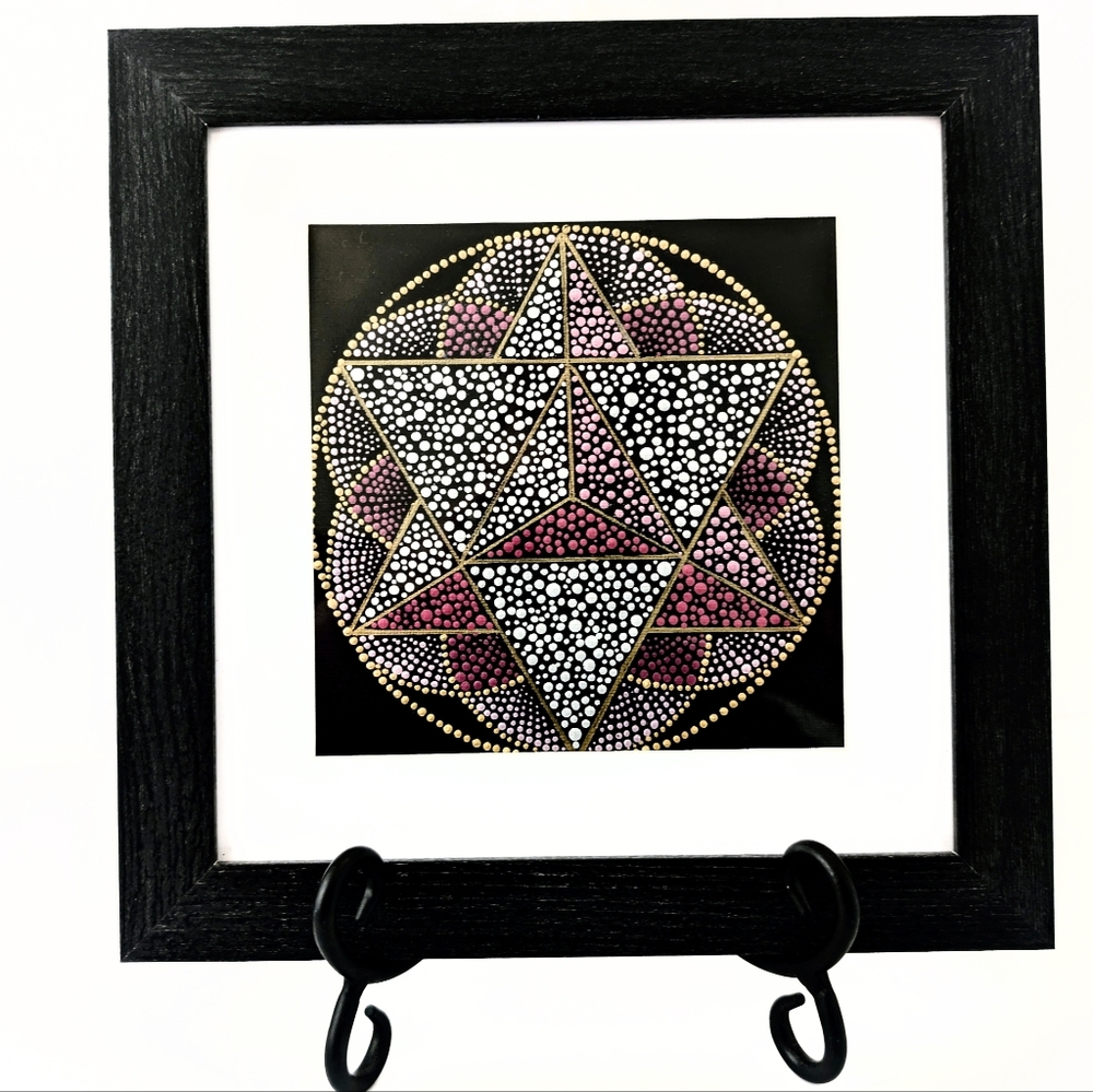OOAK Artisan Merkaba Mandala — Contemporary Sacred Geometry Art — Framed 9.5"